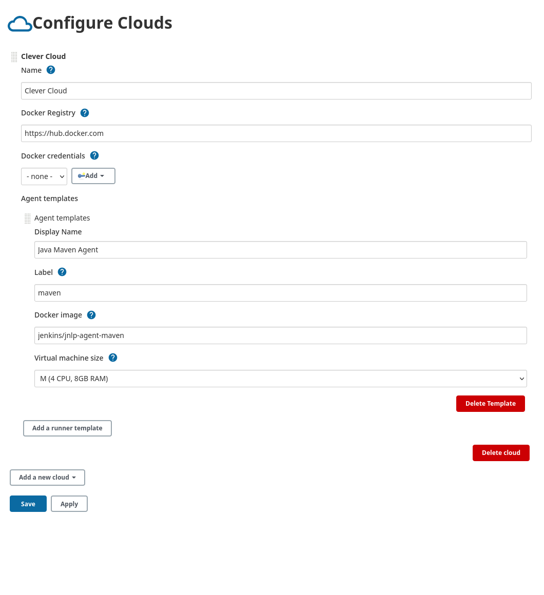 Jenkins Cloud configuration